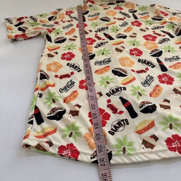 San Francisco SF Giants Hawaiian ALOHA FOODIE Coca Cola‎ Shirt Button Up Men’s M - Picture 6 of 8
